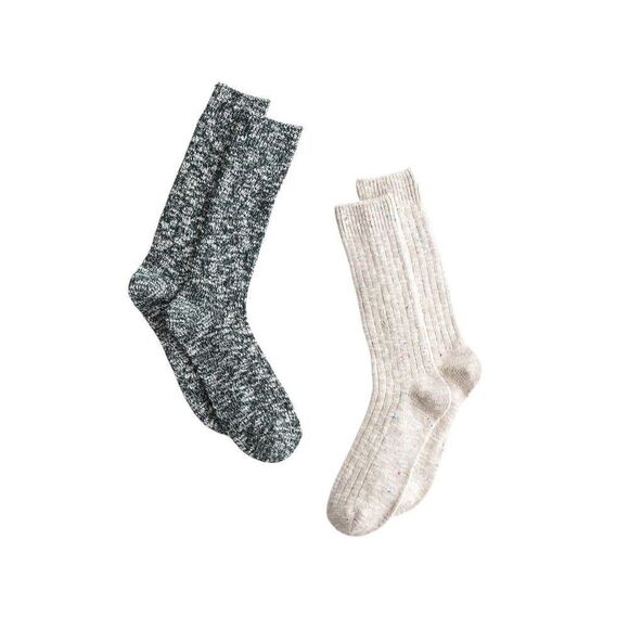 Madewell Two-Pack Cotton-Blend Camp Socks - Cozy Speckled Design, Men’s One Size - Picture 1 of 3